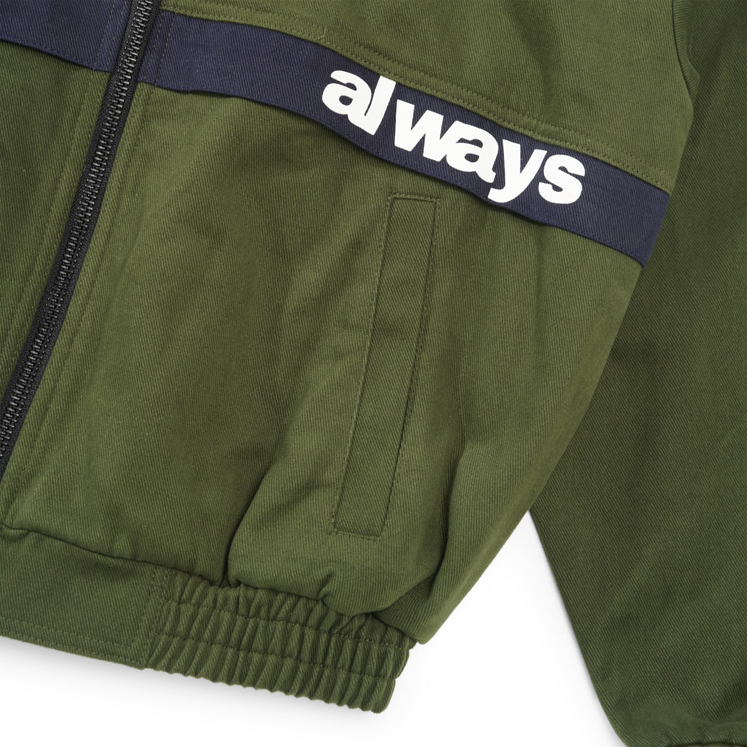Two Tone Canvas Bomber Jacket, Green