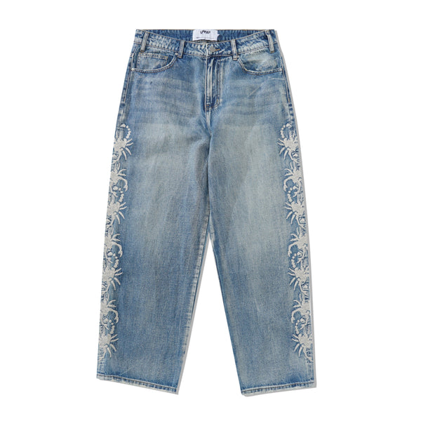 Life is Unfair Stripe Scorp Jeans, Light Wash