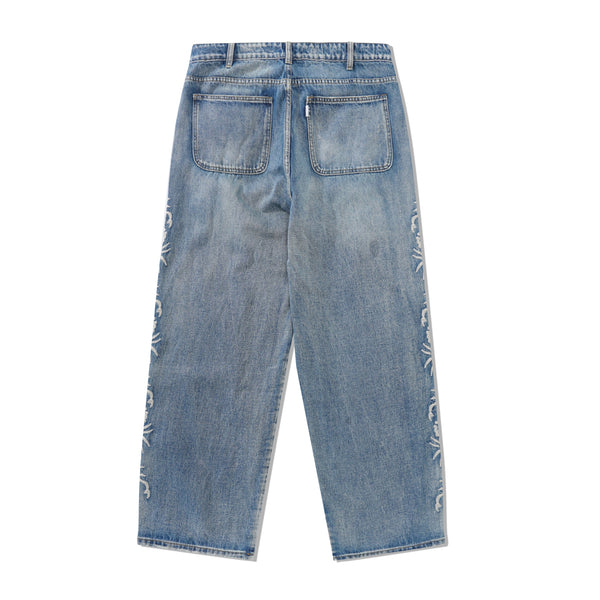 Life is Unfair Stripe Scorp Jeans, Light Wash