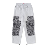 Leopard Double Knee Sweatpants, Grey