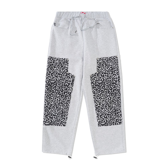 Leopard Double Knee Sweatpants, Grey