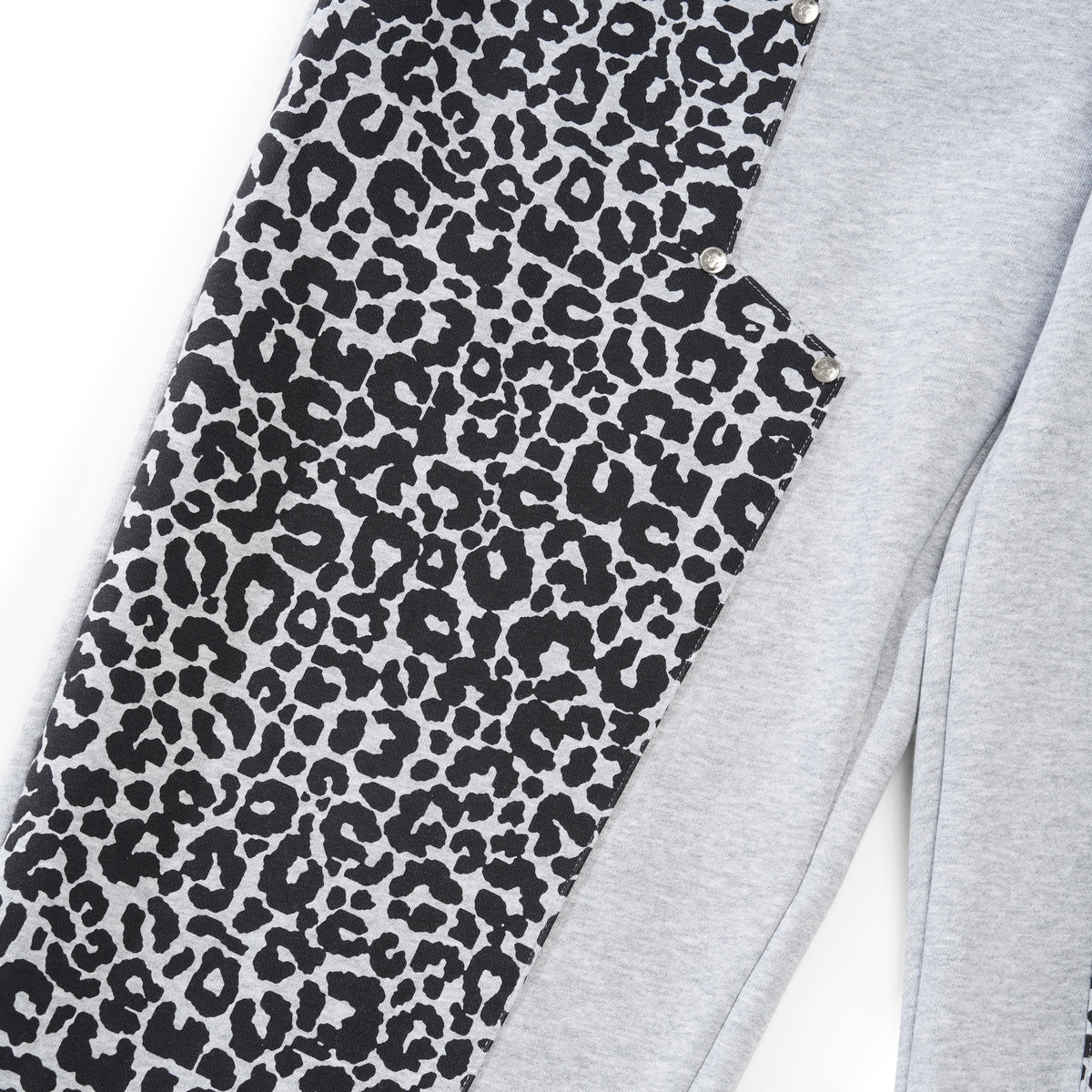 Leopard Double Knee Sweatpants, Grey