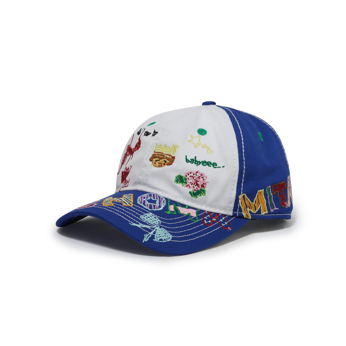 Shoma Mitani Babyeee 6 Panel Hat, White / Blue