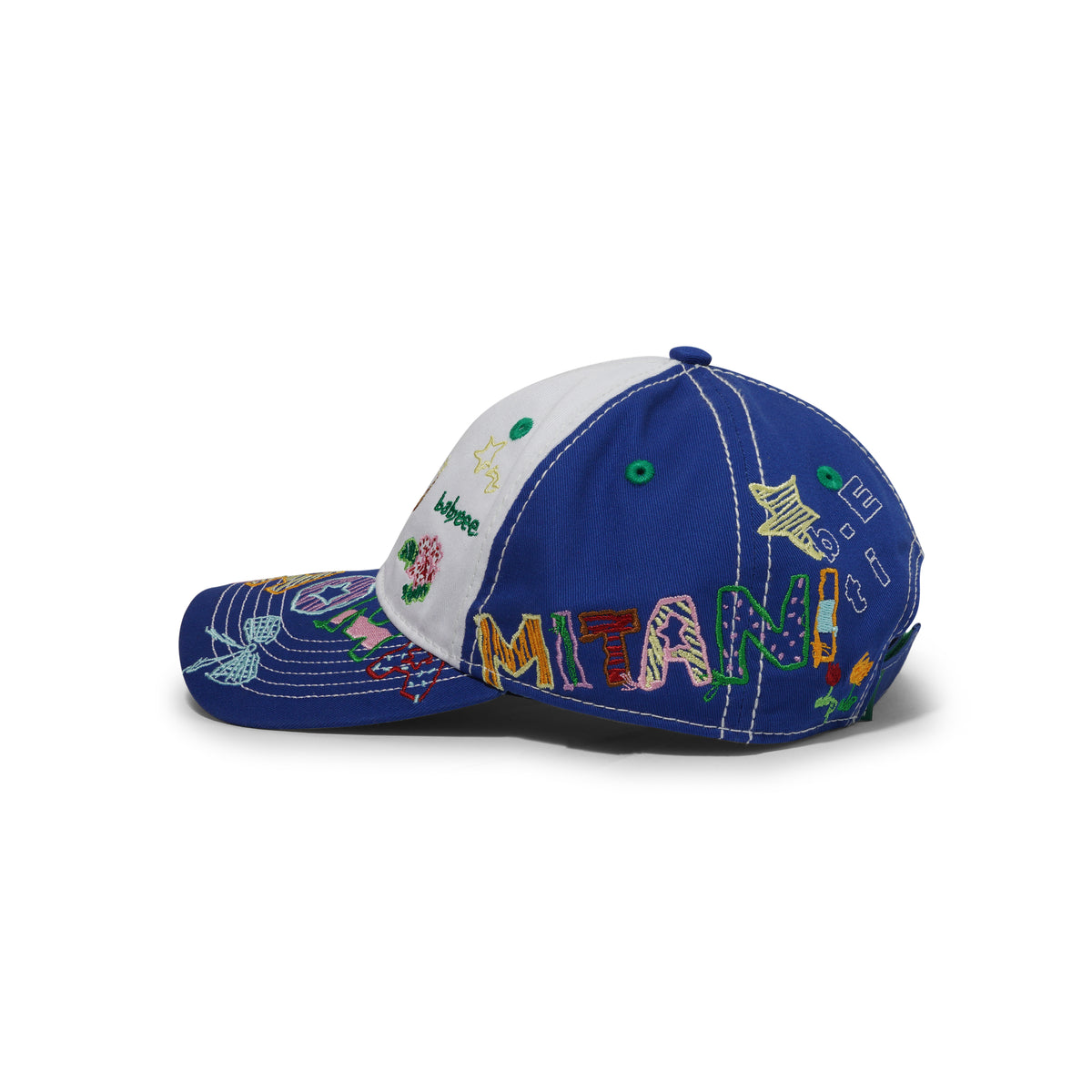 Shoma Mitani Babyeee 6 Panel Hat, White / Blue