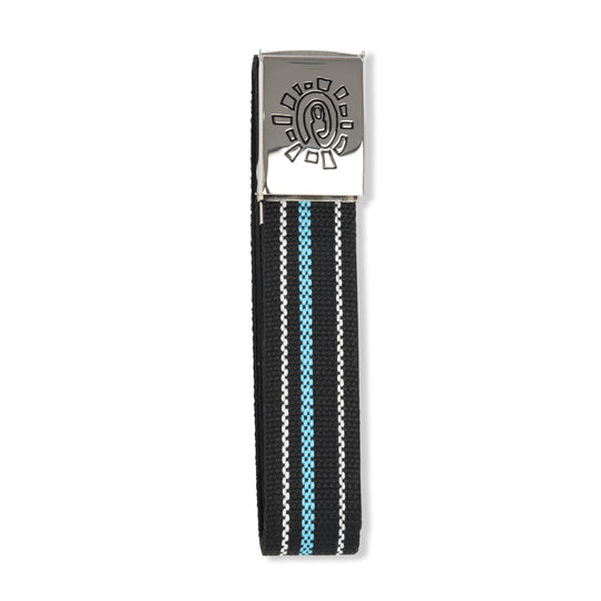 Canvas Stripe Belt, Black / Blue