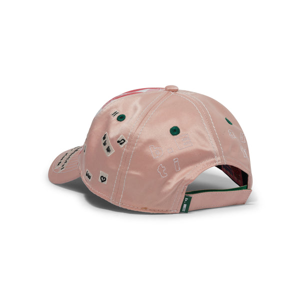 b.Eautiful Shoma Mitani Kiss <3 6 Panel Hat, Pink Satin / Red Checker