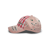 Shoma Mitani Kiss <3 6 Panel Hat, Pink Satin / Red Checker