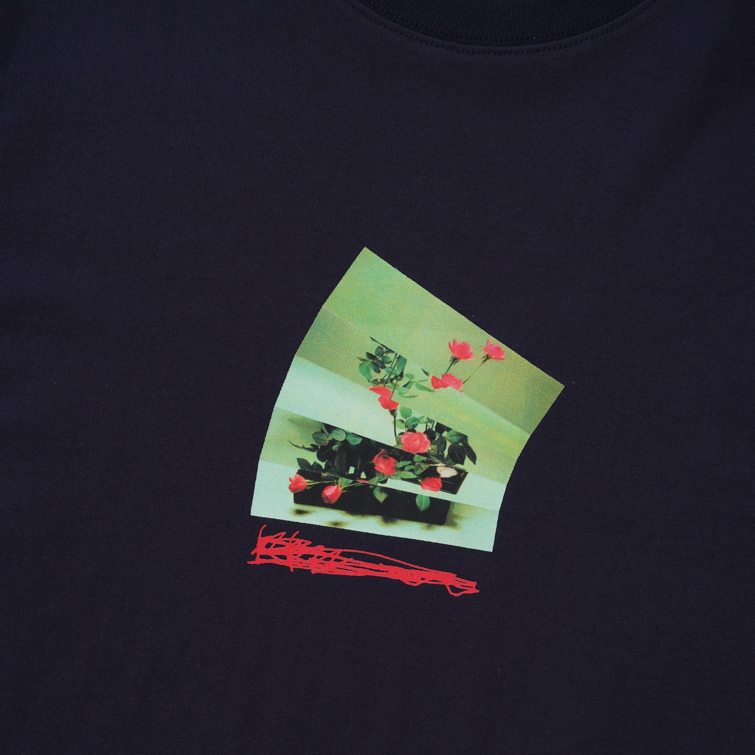 Flowers Tee, Navy