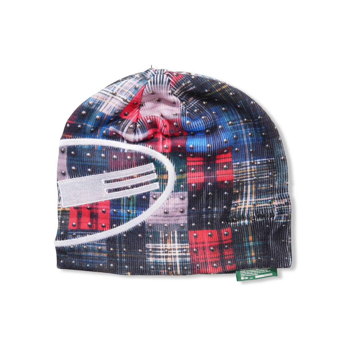Studded Plaid Beanie, Multi