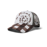 Bi Foam Trucker Hat, Brown Checker