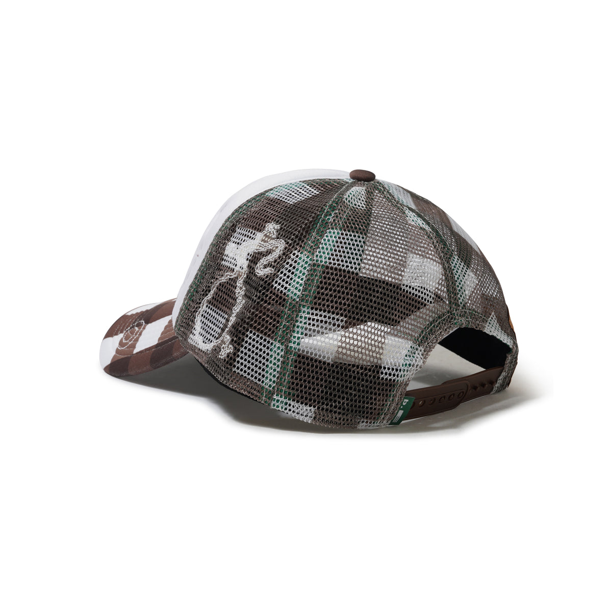 Bi Foam Trucker Hat, Brown Checker