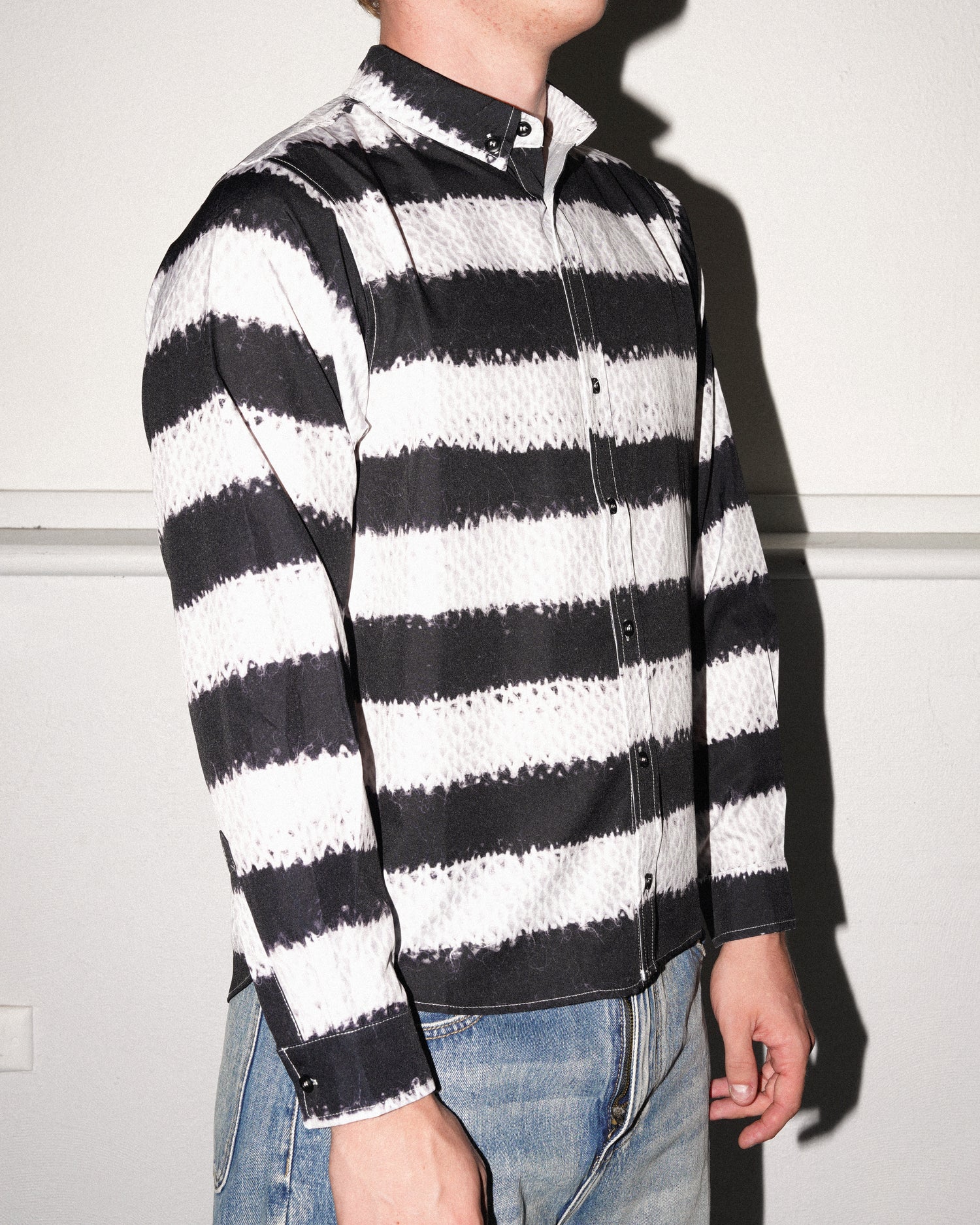 Rayon Knit Stripe Shirt, Multi