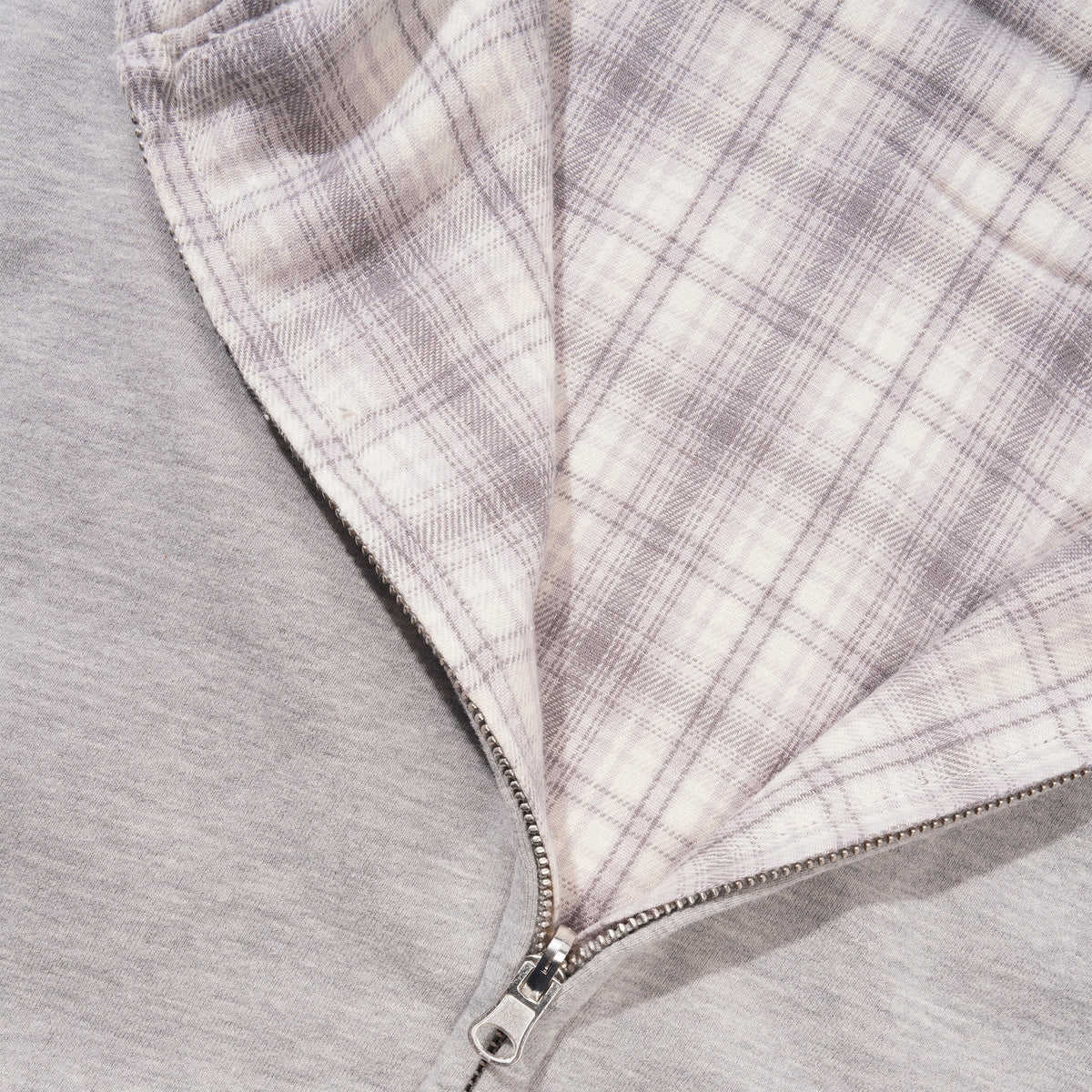 Reversible Zip-Thru Pullover Hood, Grey / Stone