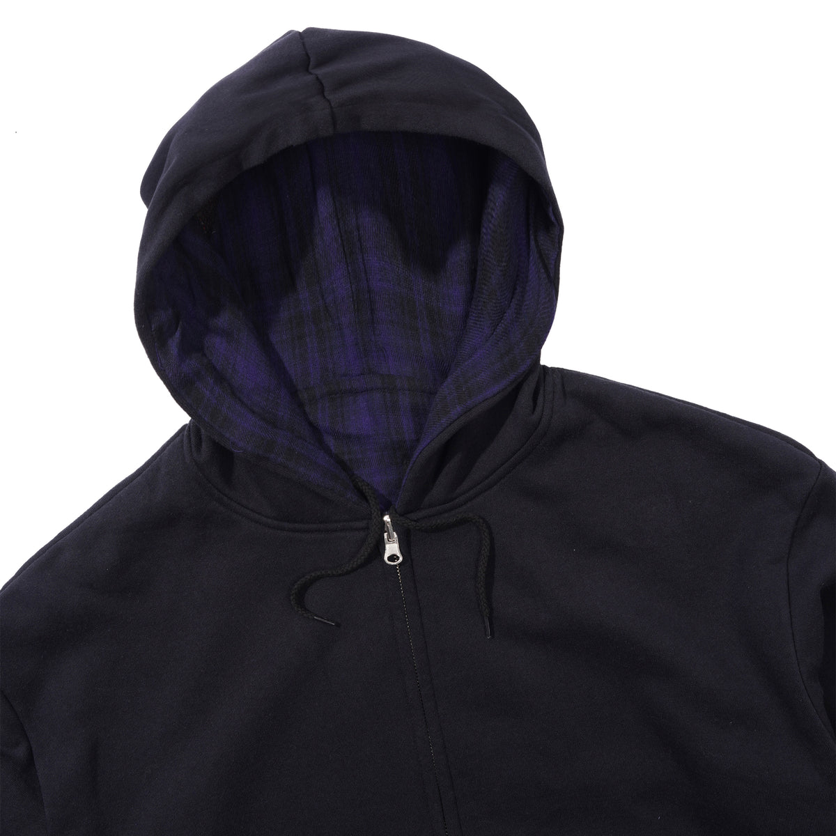 Reversible Zip-Thru Pullover Hood, Black / Indigo