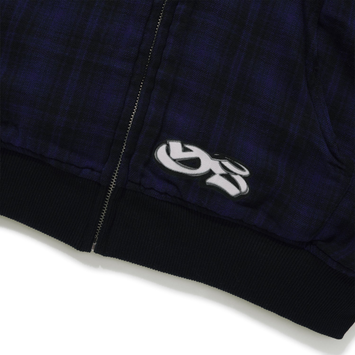 Reversible Zip-Thru Pullover Hood, Black / Indigo