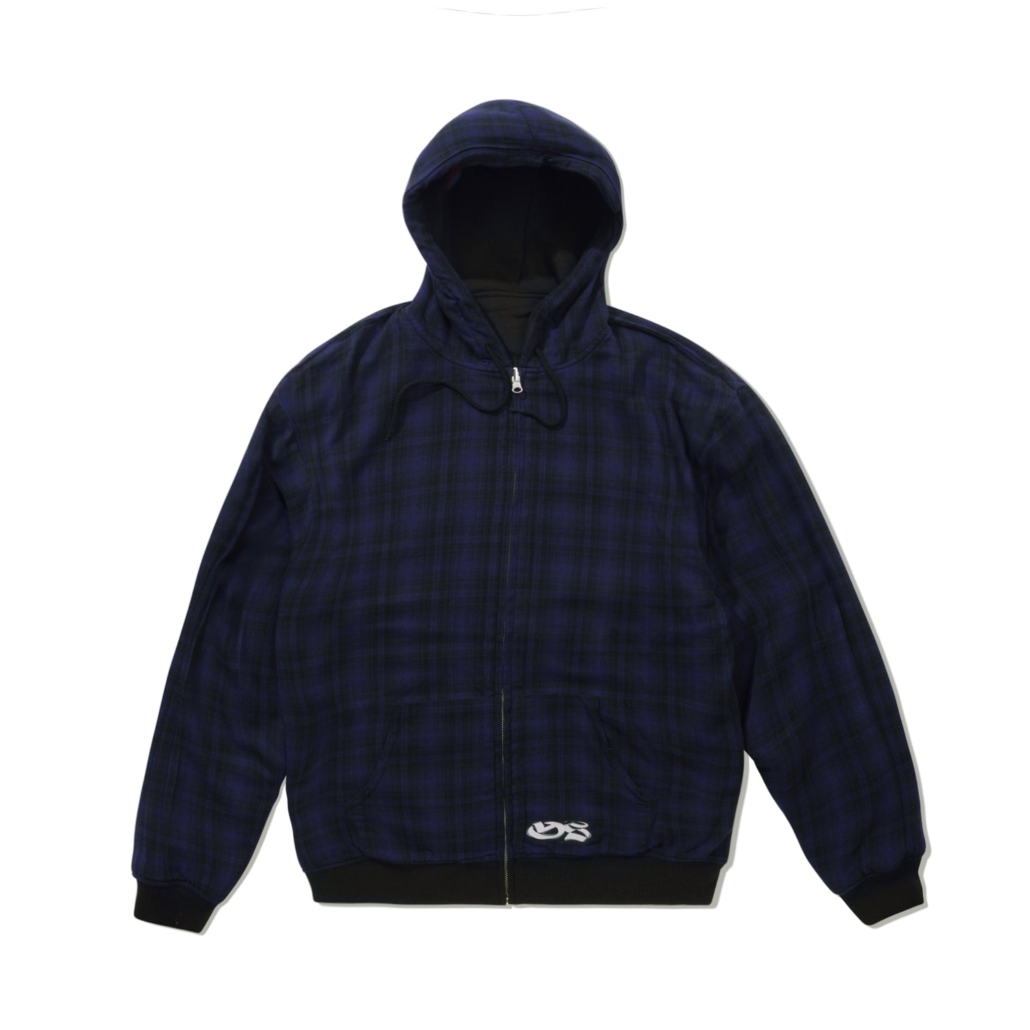 Reversible Zip-Thru Pullover Hood, Black / Indigo
