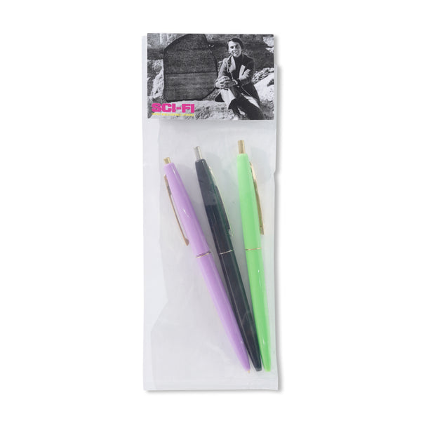 Sci-Fi Fantasy Click Pens 3 Pack, Purple / Green / Black