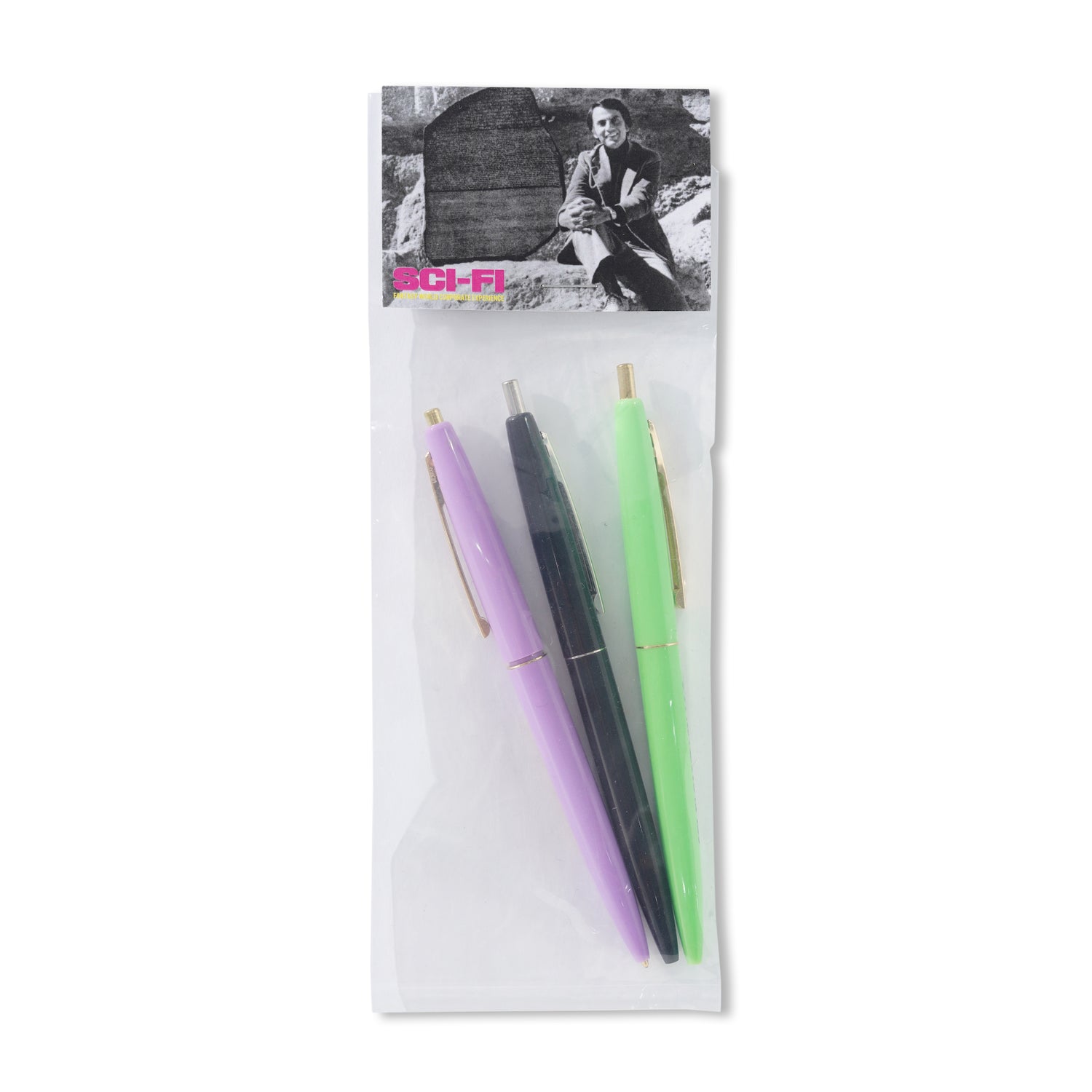 Click Pens 3 Pack, Purple / Green / Black