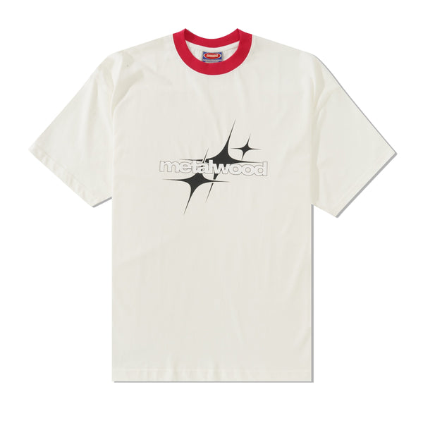 Metalwood Twinkle Oversized Tee, White / Tomato