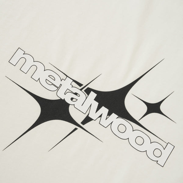 Metalwood Twinkle Oversized Tee, White / Tomato