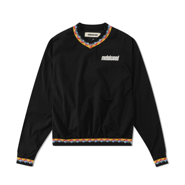 Metalwood V-Neck Windbreaker, Black