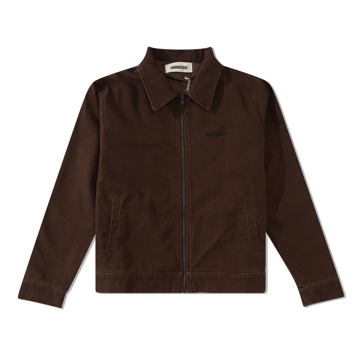 Cotton Canvas Zip Jacket, Chocolate
