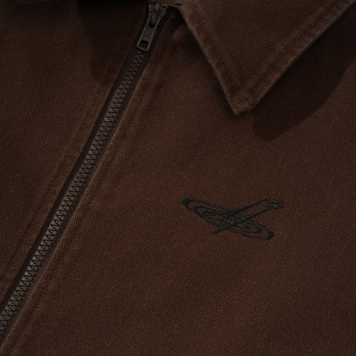 Cotton Canvas Zip Jacket, Chocolate