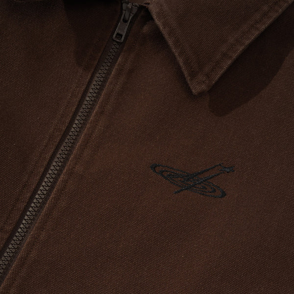 Metalwood Cotton Canvas Zip Jacket, Chocolate