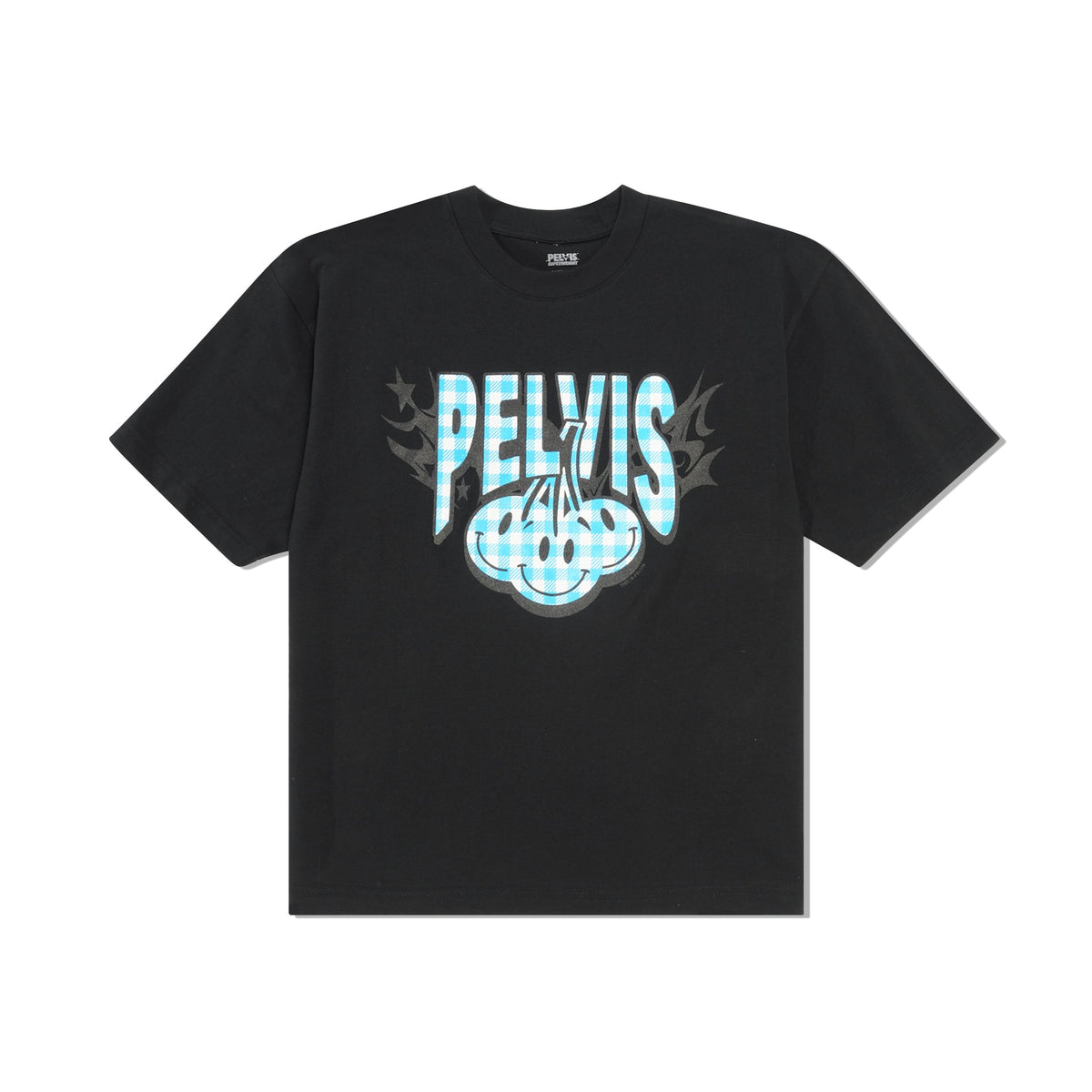 Cherry Gingham Logo Tee, Black