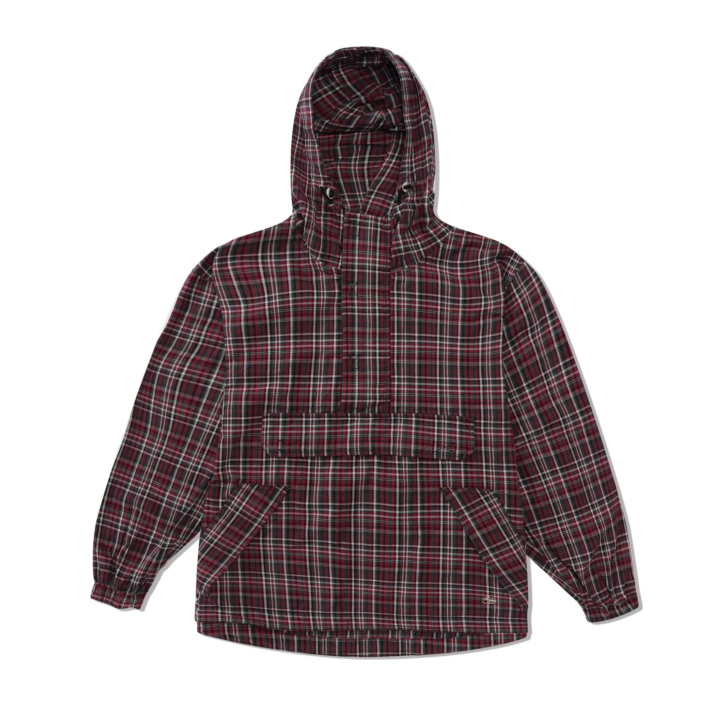 Plaid Pullover Hood, Black / Red