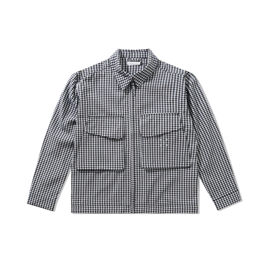 Gingham Boxer Overshirt, Black / Off White
