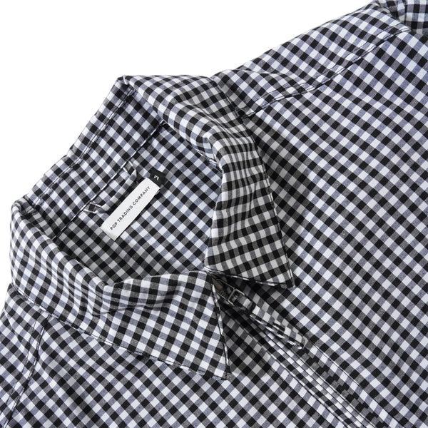 POP Trading Company Gingham Boxer Overshirt, Black / Off White
