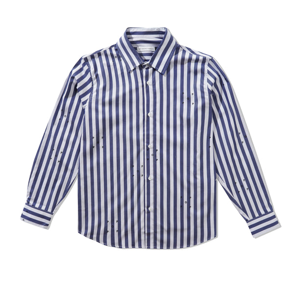 POP Trading Company Logos Stripe Shirt, Navy / White