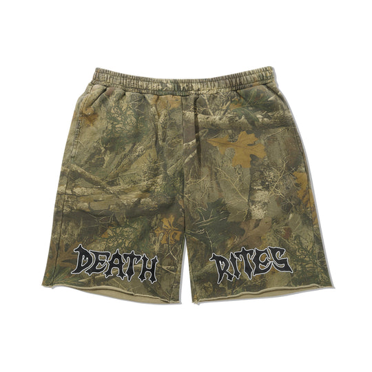Script Cut-Off Sweat Shorts, Tree Camo