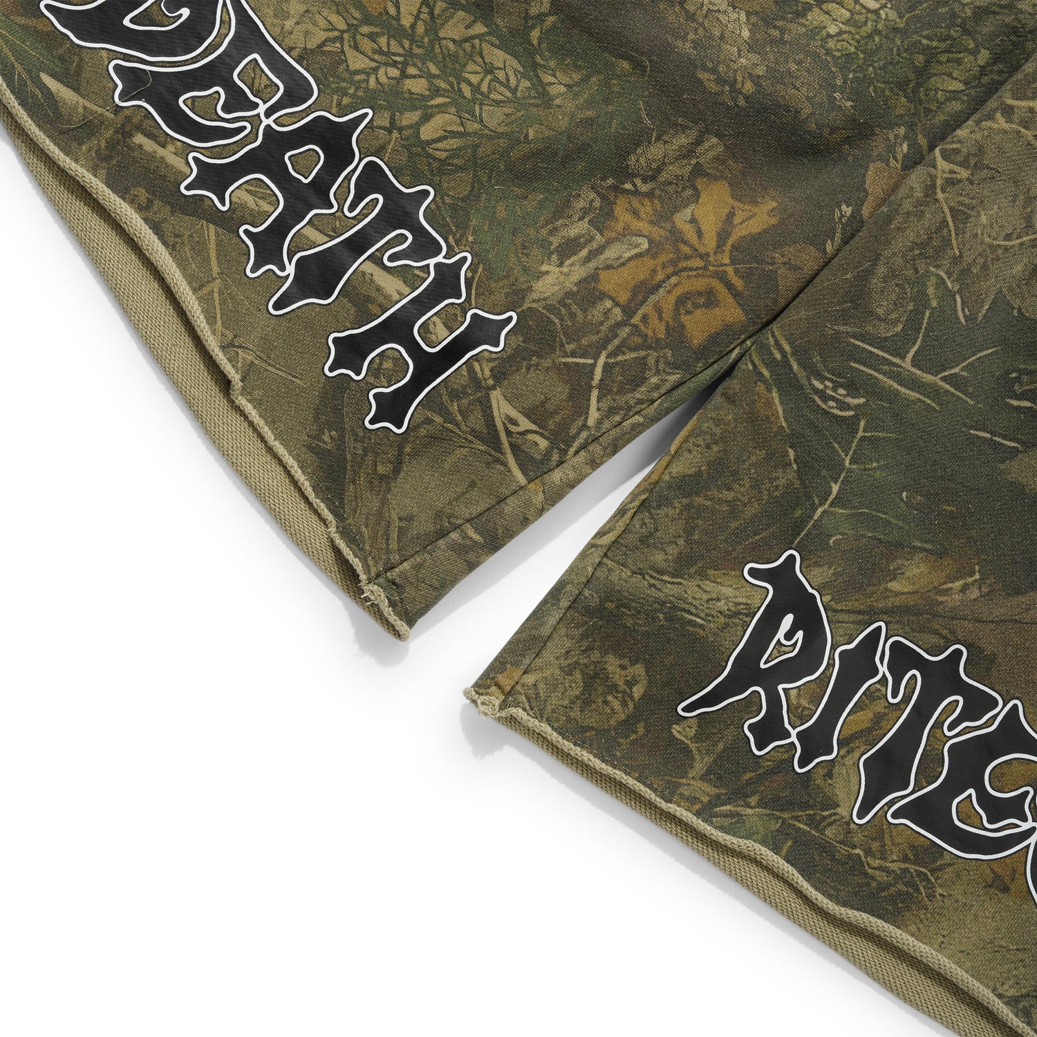 Script Cut-Off Sweat Shorts, Tree Camo