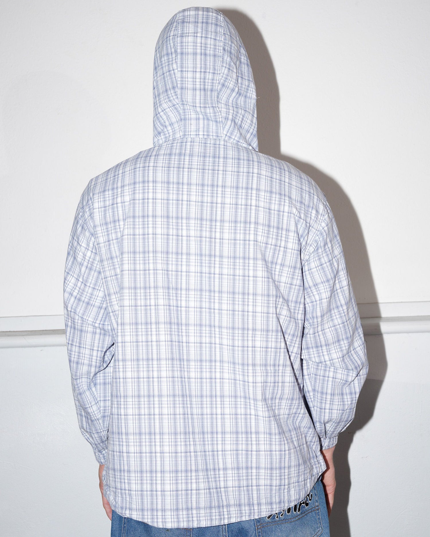 Plaid Pullover Hood, Blue / White