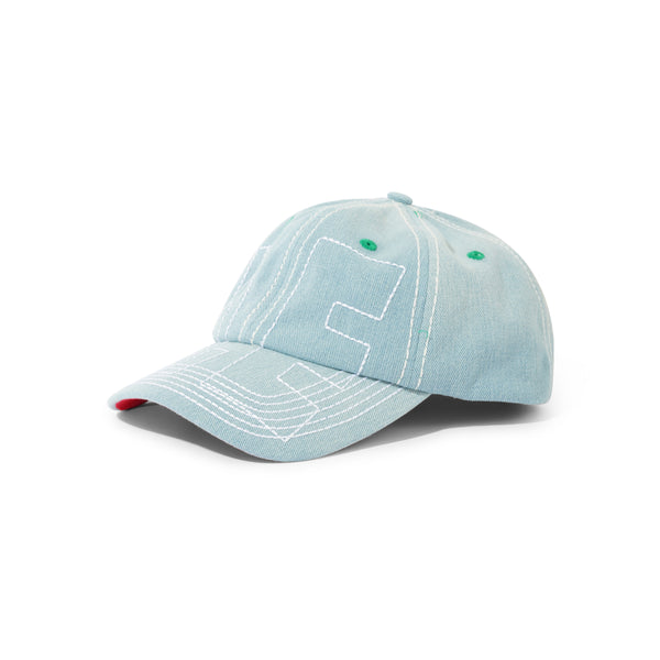 b.Eautiful Vapor 6 Panel Hat, Light Denim / White