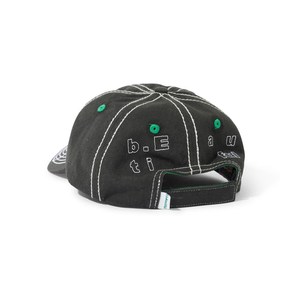 b.Eautiful Vapor 6 Panel Hat, Off Black / White