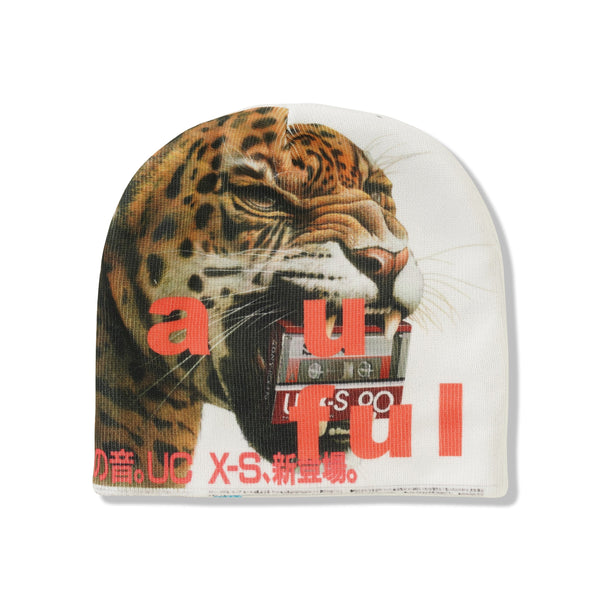 b.Eautiful Leopard Beanie, White