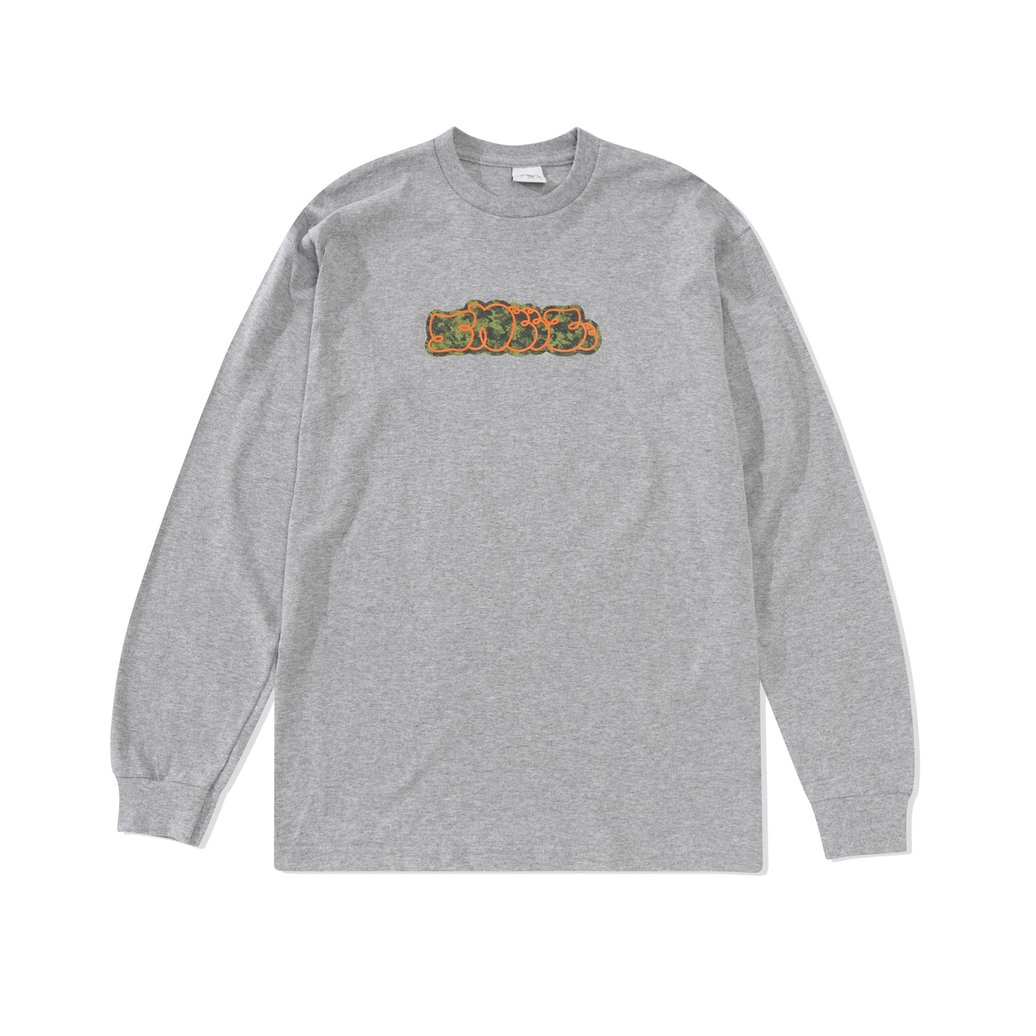 Camo Logo L/S Tee, Heather Grey