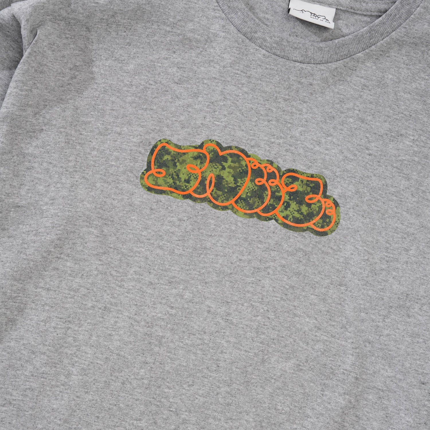 Camo Logo L/S Tee, Heather Grey