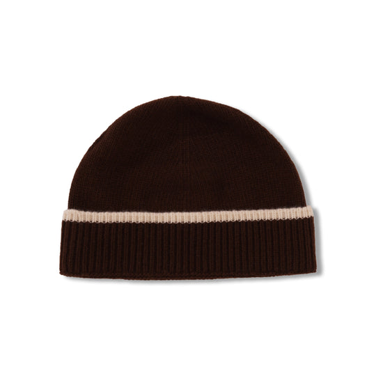 Contrast Stripe Beanie, Brown