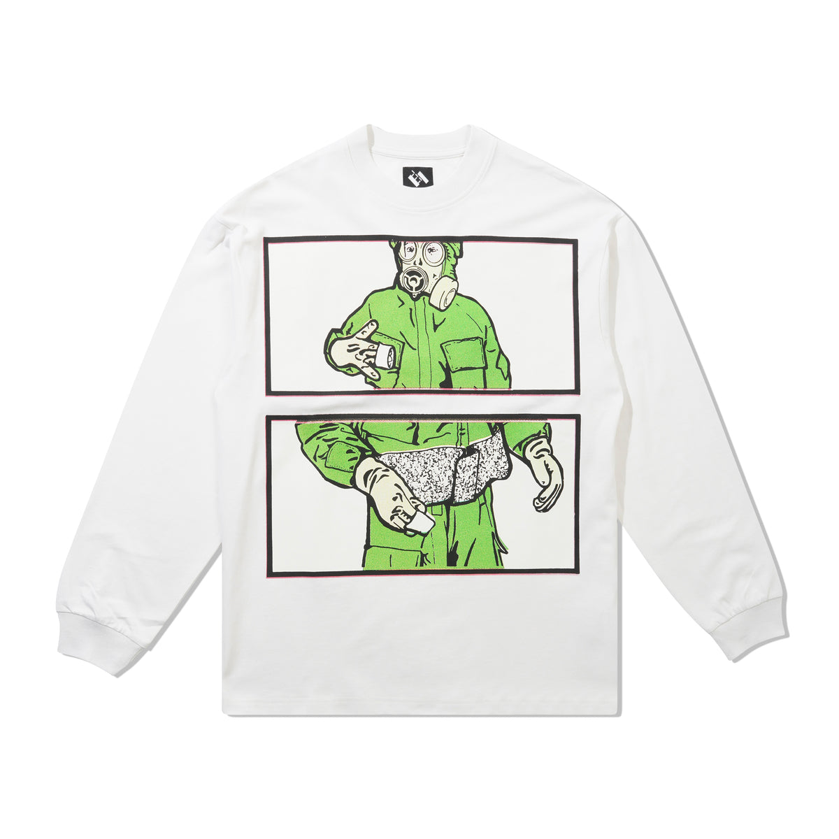 TTT Gas Mask Instruction L/S Tee, White
