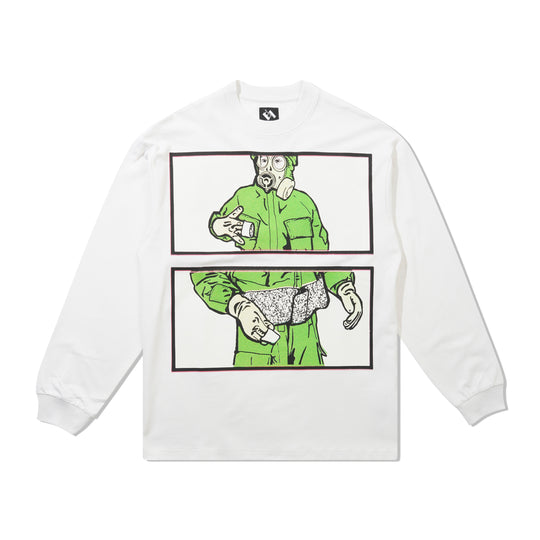 TTT Gas Mask Instruction L/S Tee, White