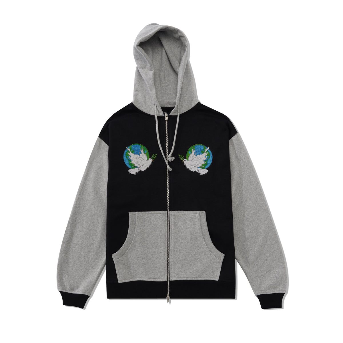 Dove Peace Zipped Pullover, Black