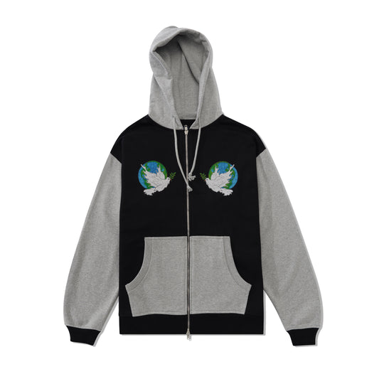 Dove Peace Zipped Pullover, Black