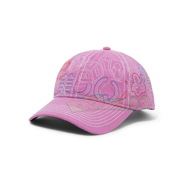 b.Eautiful Stitch Mani 6 Panel hat, Off-Pink / Multi