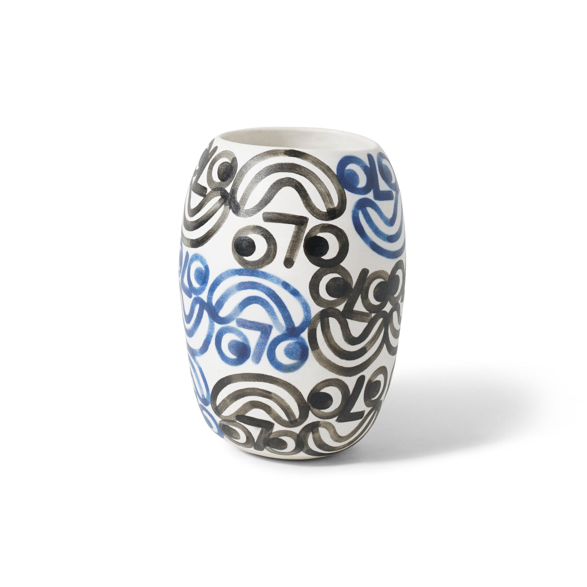 Small Smile Vase, Blue / Black