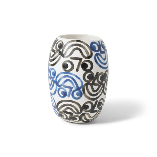 Small Smile Vase, Blue / Black