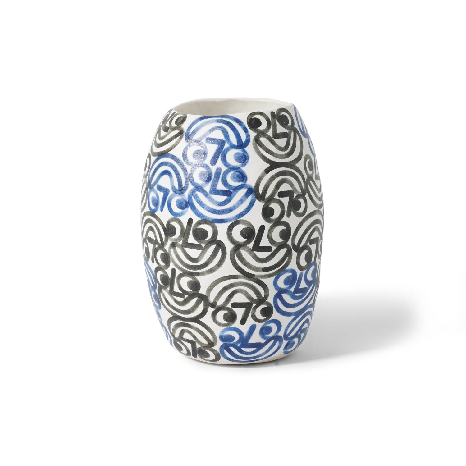 Large Smile Vase, Blue / Black